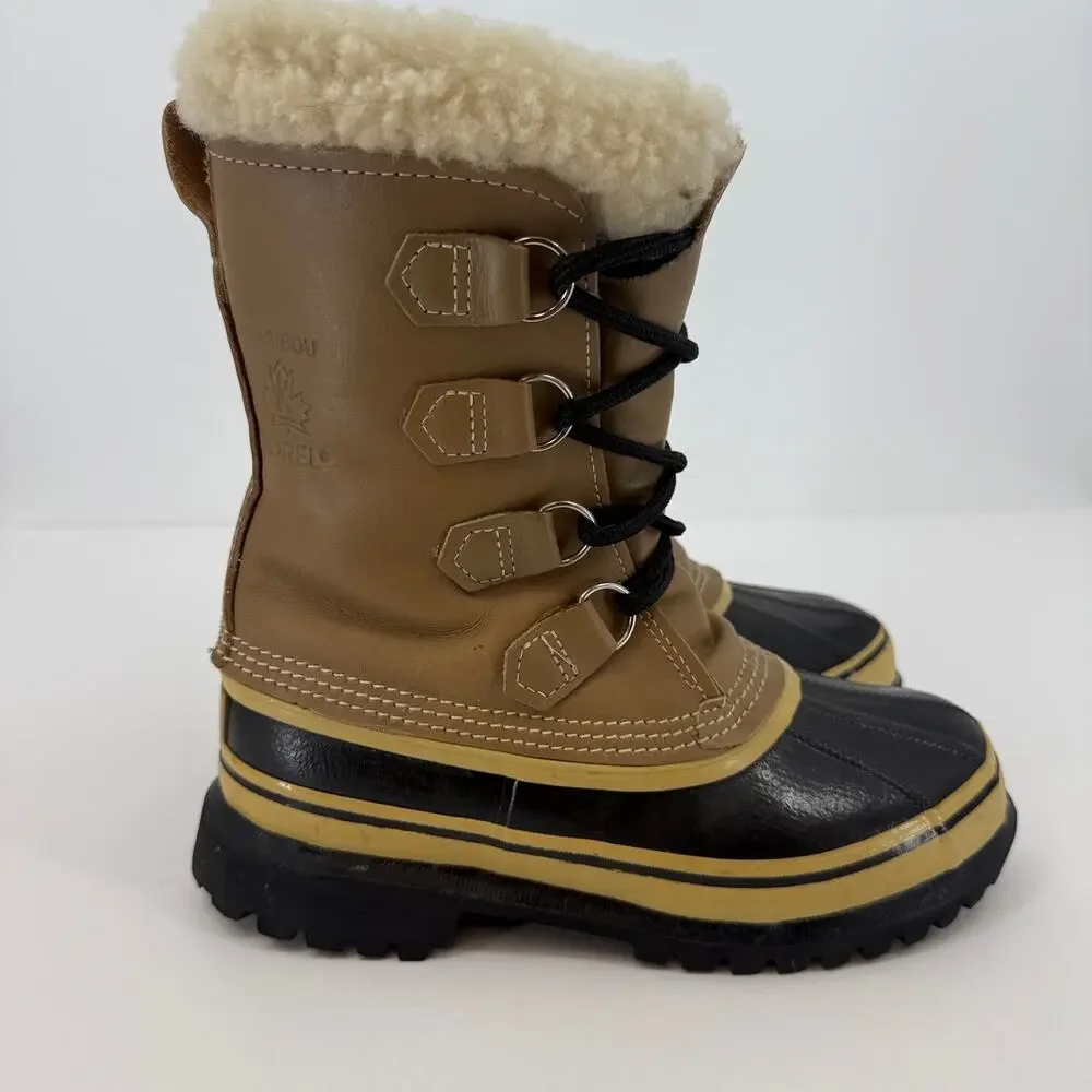 Vintage Sorel Caribou Boots Womens 8 Mens 6 Kaufman Canada Wool Lined Maple Leaf